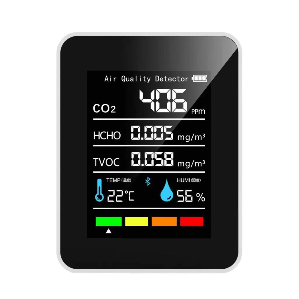 5 in 1 공기질 모니터 실내 공기질 측정기 충전식 테스터로 CO2 TVOC 온도 습도 표시