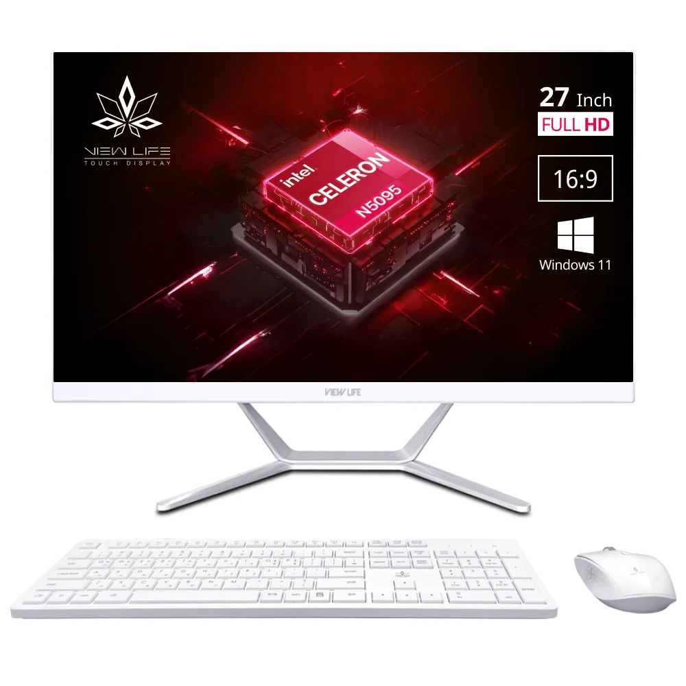 뷰라이프 27형 일체형PC N5095 정품 윈도우11 Pro 포함 저소음 무선키보드마우스 증정