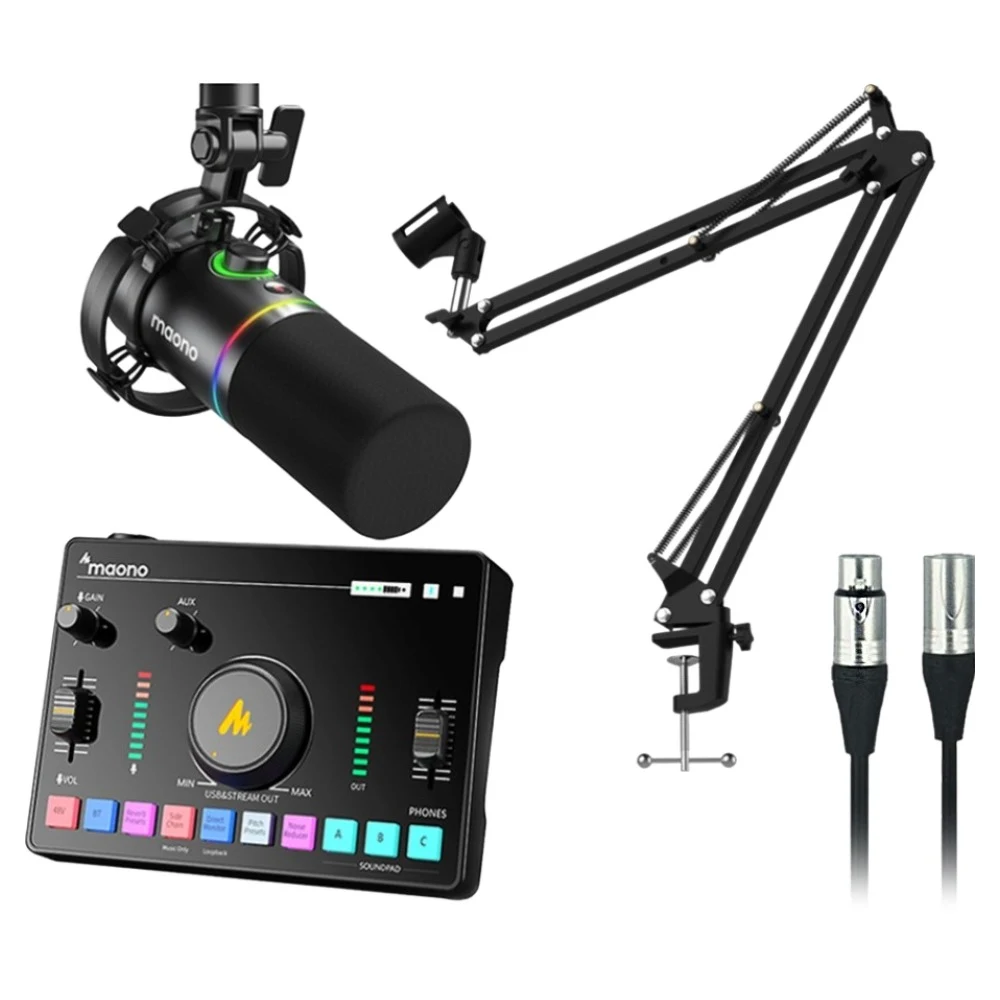 마오노 캐스터 AMC2 NEO PD200X 스트리밍 방송용 오디오 믹서 마이크 스탠드, 단일상품, 블랙
