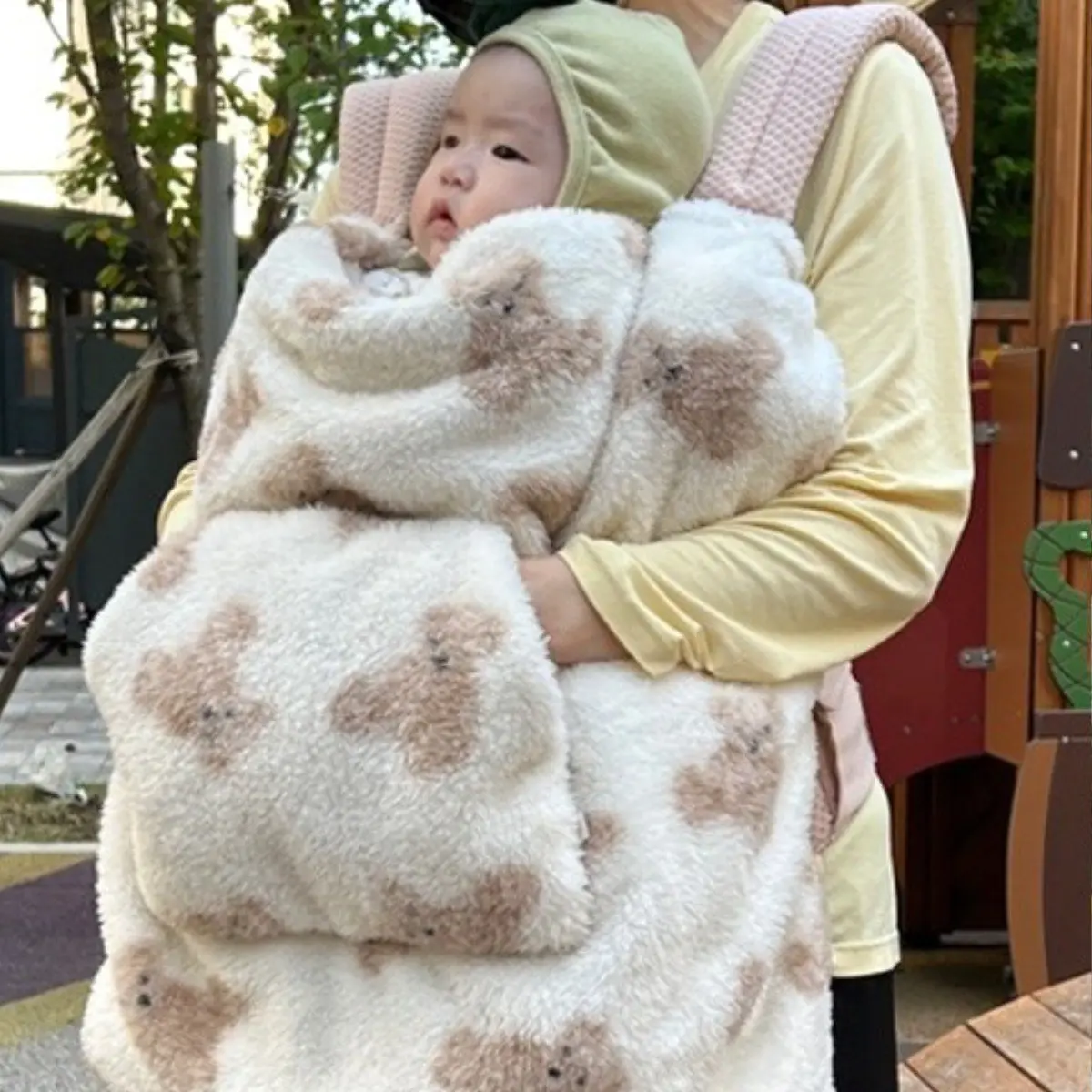[꿈과별]코코잠 베어 아기띠워머 무릎담요 애기띠