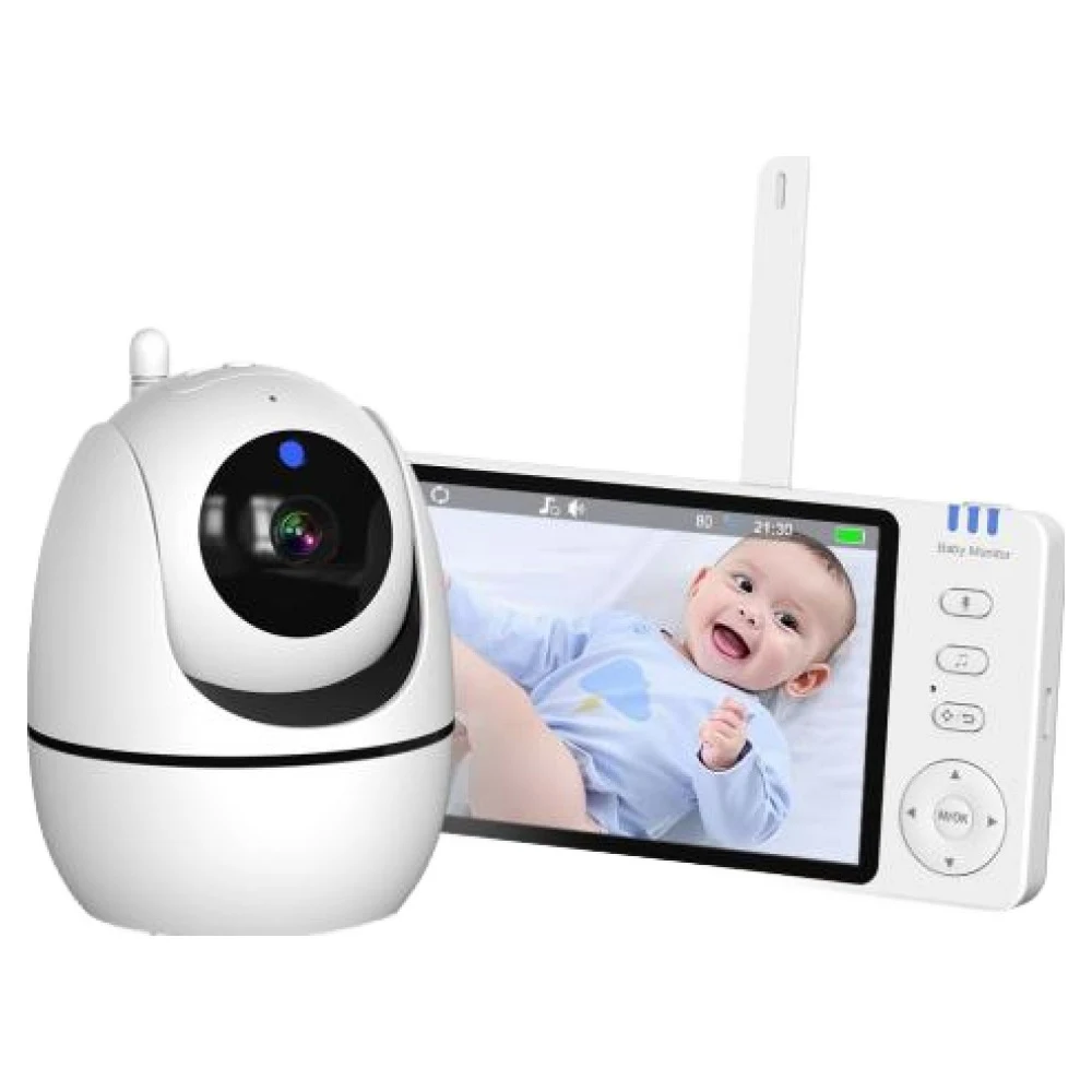 ABM501 최신형 5인치 HD 무선 베이비 모니터 야간투시,울음감지, 자장가,온도감지,무선전송
