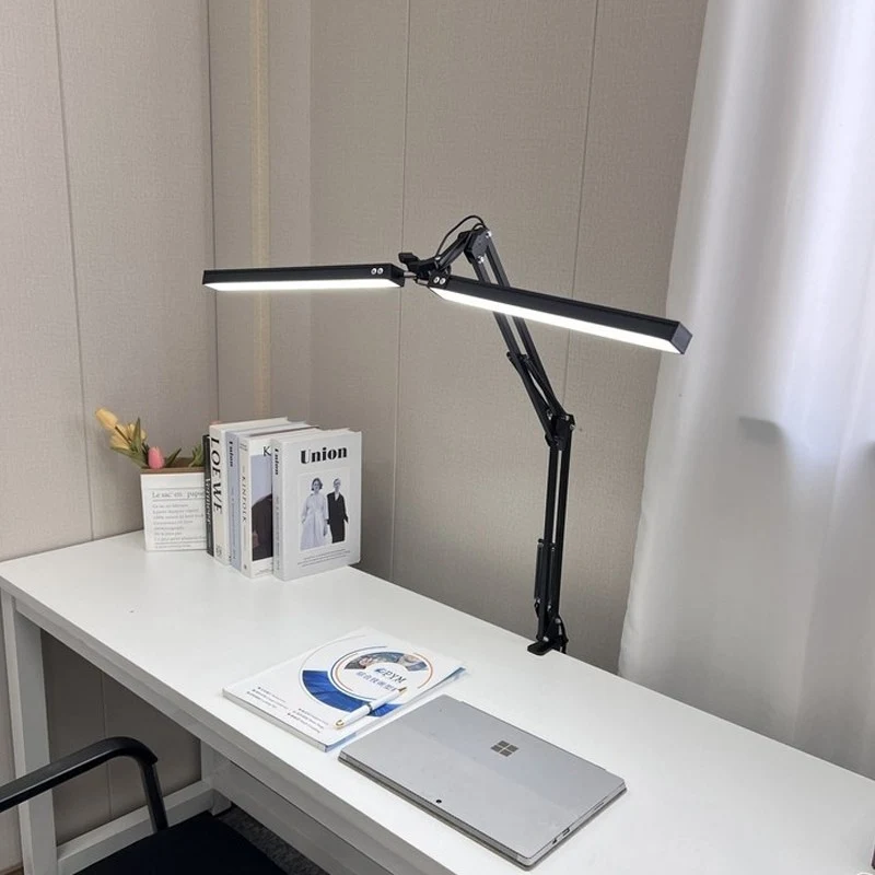ZOZOFO 초대형 광각 조명 75cm 듀얼캡 LED 집게 책상 스탠드 공부 독서등 엔틱 침대 조명 18W 로봇 팔 스탠드