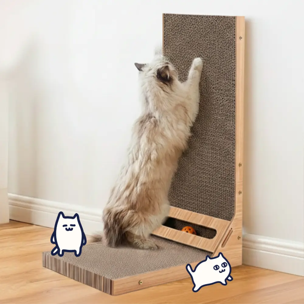 묘한상점 고양이 수직 L자 스크래쳐 볼 장난감 포함, 1개, 혼합색상
