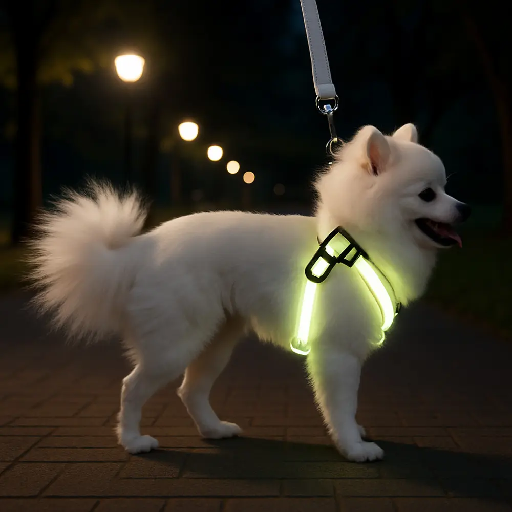 아일디 LED 라이트 하네스 발광 야간산책용, 화이트
