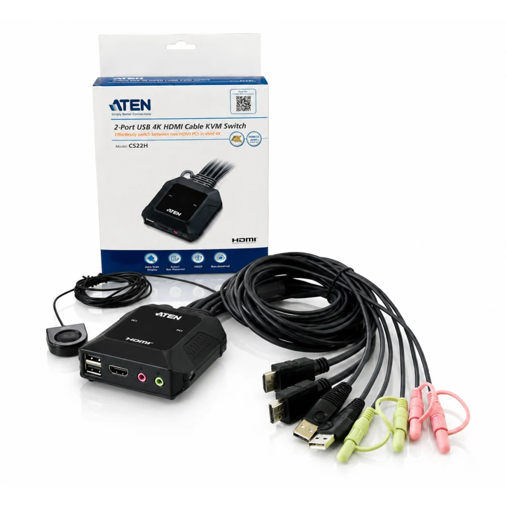 ATEN CS22H KVM 2포트 스위치 USB 4K HDMI