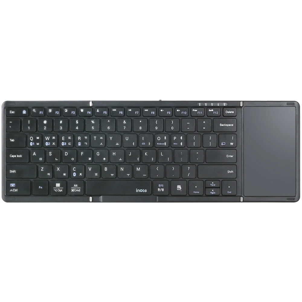 아이노트 터치패드 블루투스 무선 접이식 키보드, 블랙, X-FOLDING XK905B, 제조사축