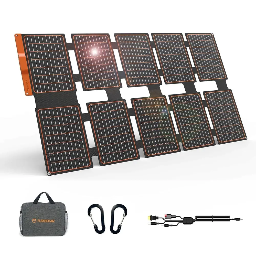 PD3.0 USB-C, QC3.0 USB-A 및 DC가 장착된 FlexSolar 100W 휴대용 태양광 패널 충전기, 소형 발전소 발전기, 휴대폰, 파워 뱅크를 위한 접이식 IP6
