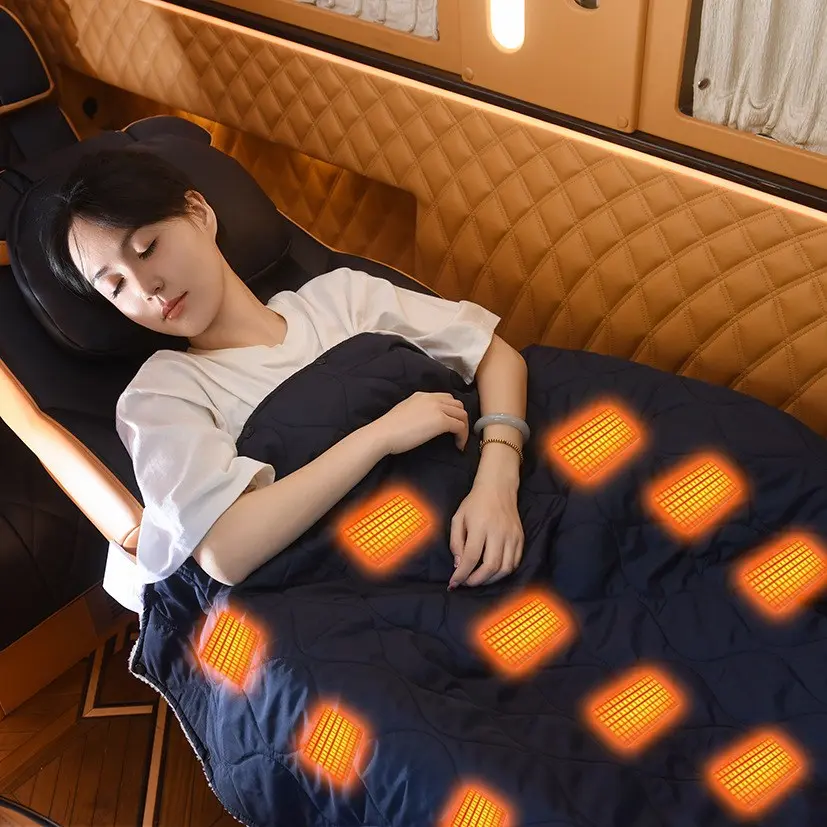 USB 충전식 휴대용 수면백형 발열담요 전기 온열담요 사무실 캠핑 차박 5단계 온도조절, 푸른 색 2 사람, 푸른 색 2 사람(160CM*140CM) 제품 이미지