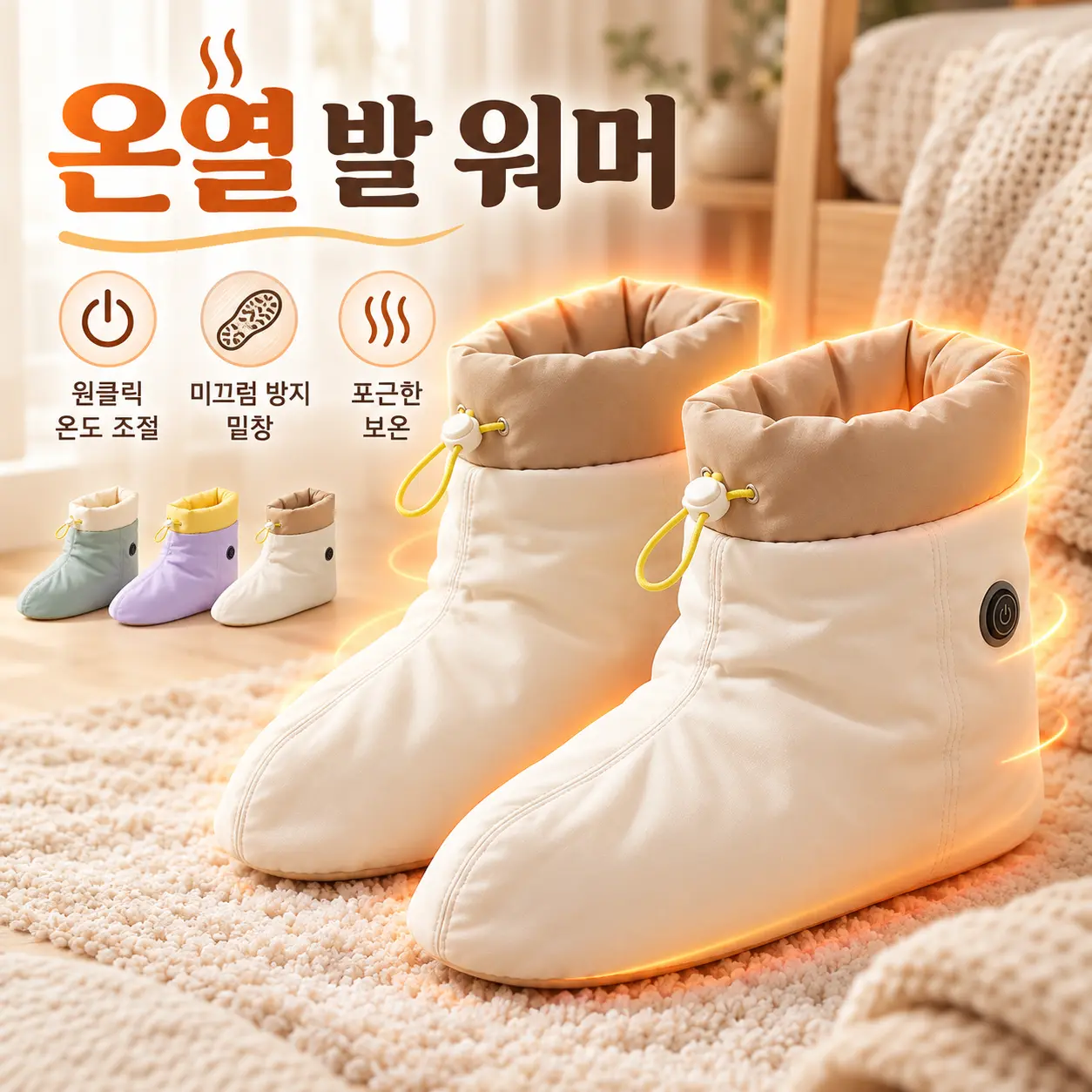 온열부츠 온열 발 찜질기 발열 양말 3단 온도조절 충전식 방한 양말 물세탁가능 온열덧버선 제품 이미지