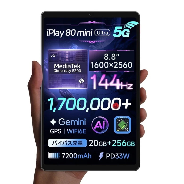 5G iPlay 80 mini Ultra 8.8 Android16 Dimensity 8300 5G 144Hz 20GB+256GB 7200mAh PD33W WidevineL1