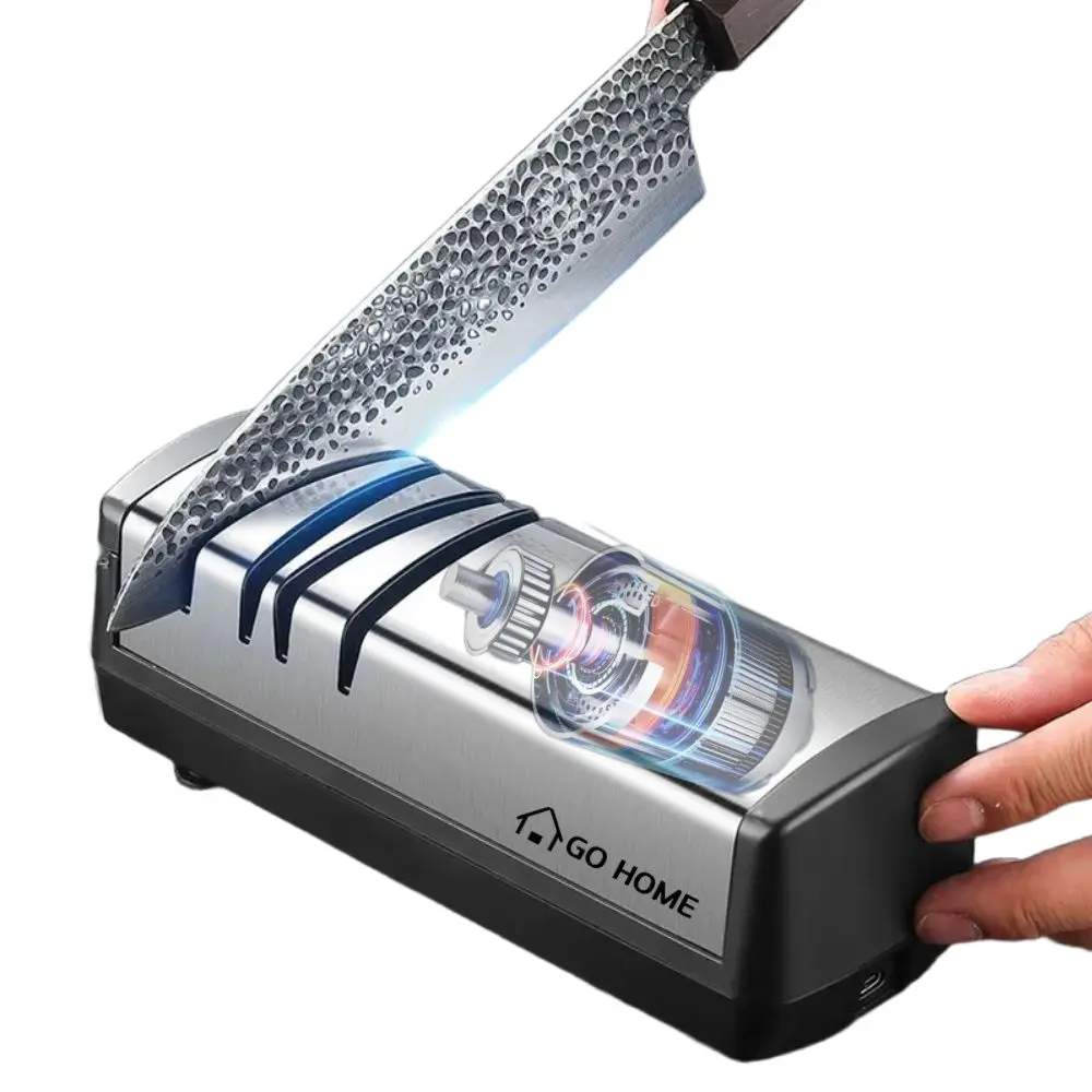 GOHOME 전동 자동 무선 USB 숫돌 칼갈이 기계, 실버, 1개 제품 이미지