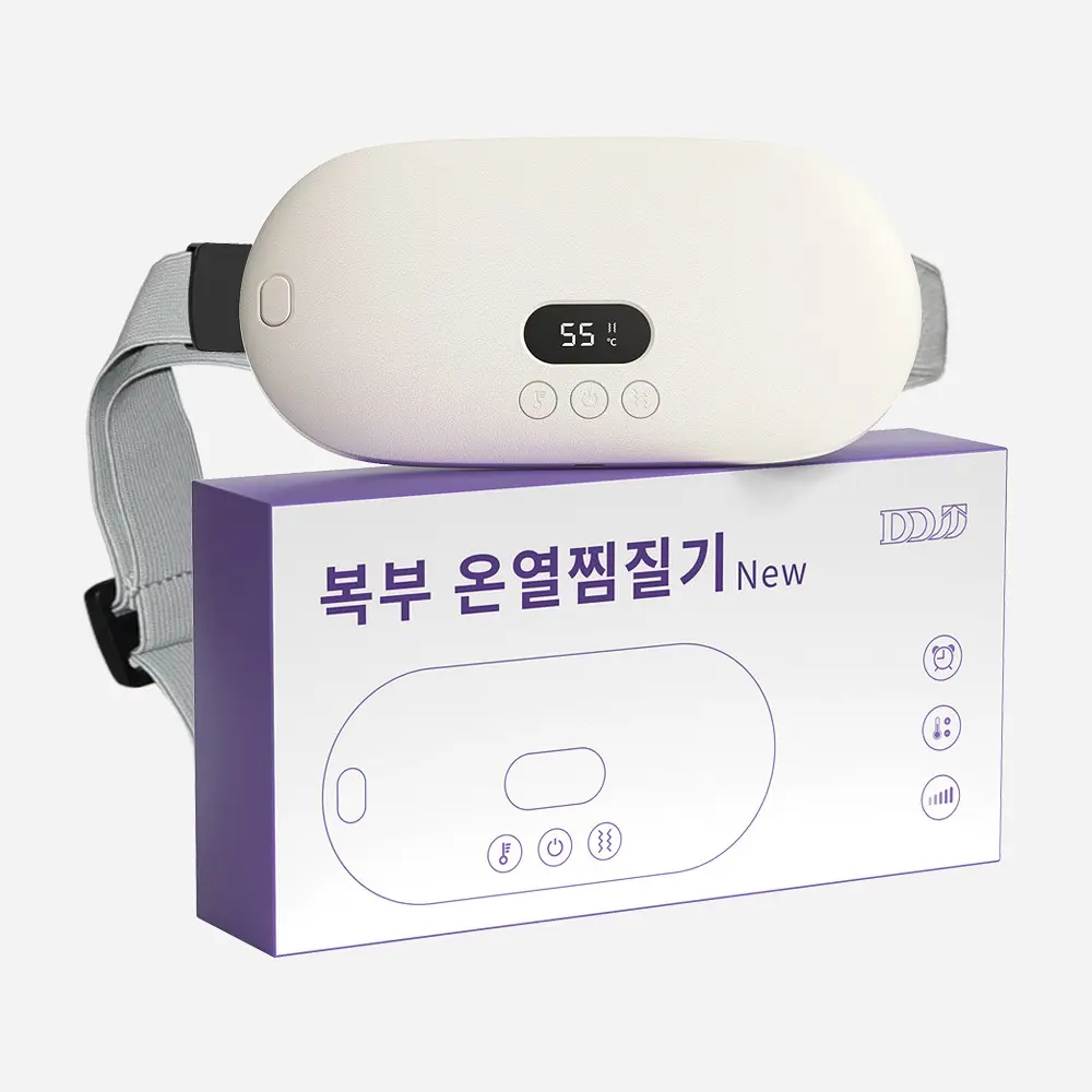 DDJJ 복부 온열찜질기 마사지기 허리 안마기 무선 5단온도 충전식, 화이트, 단일상품