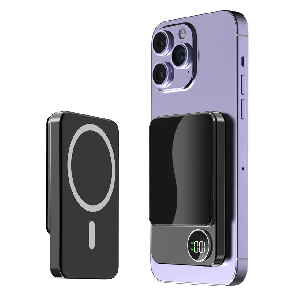 맥세이프 보조배터리 10000mAh 대용량 휴대용 초고속충전 무선충전, 블랙, GG1260100-10000