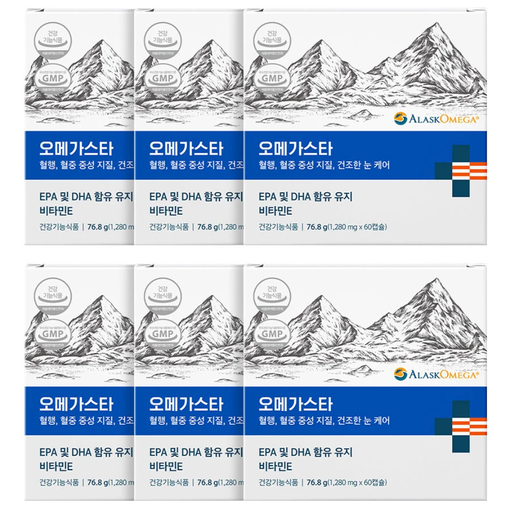 나우케어 오메가스타 알티지 오메가3 2개월분 순도80% 알래스카 비린내없는 장용성캡슐, 6개, 60정