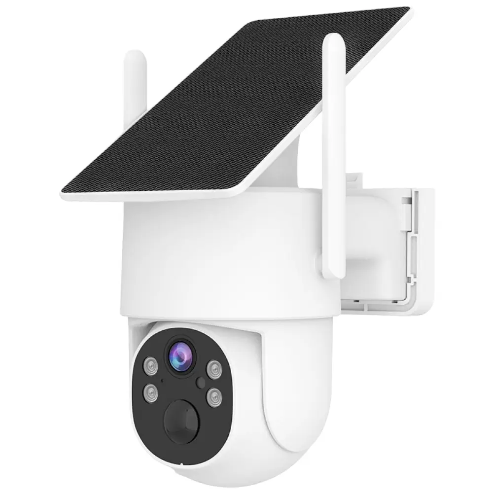 2K 4MP 태양광 무선 CCTV 실외용 PTZ 배터리 카메라 태양광 충전 패널, 1개, IPC-HS04-White