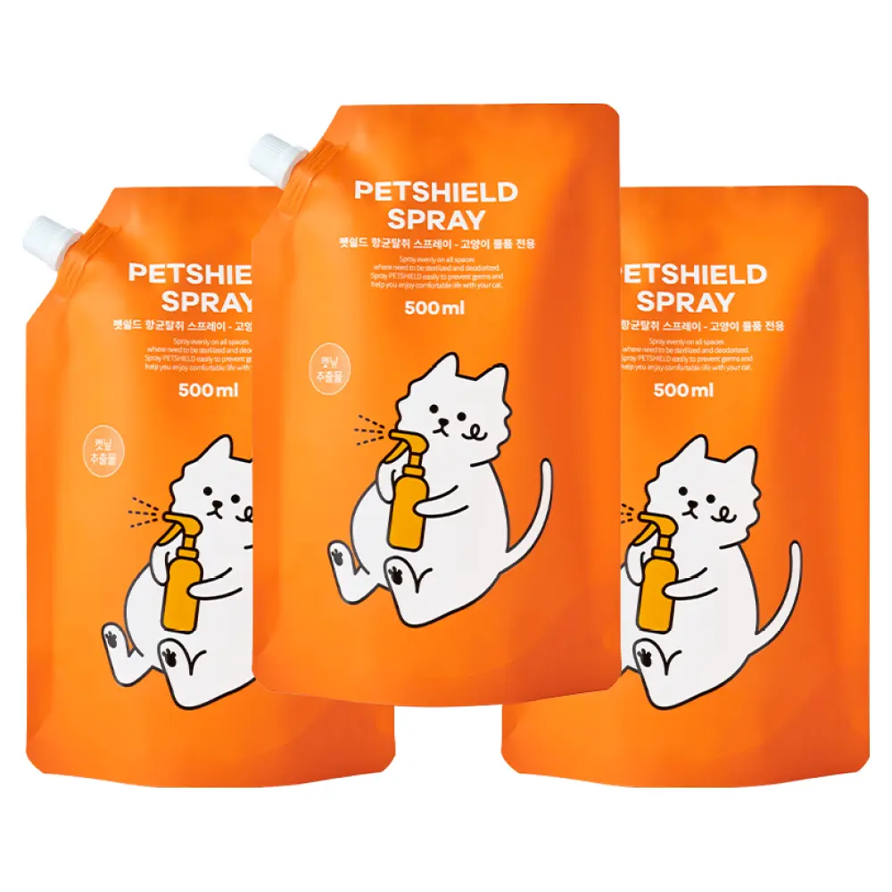 펫쉴드 항균 탈취 고양이 스프레이 500ml 리필용, 500ml, 3개