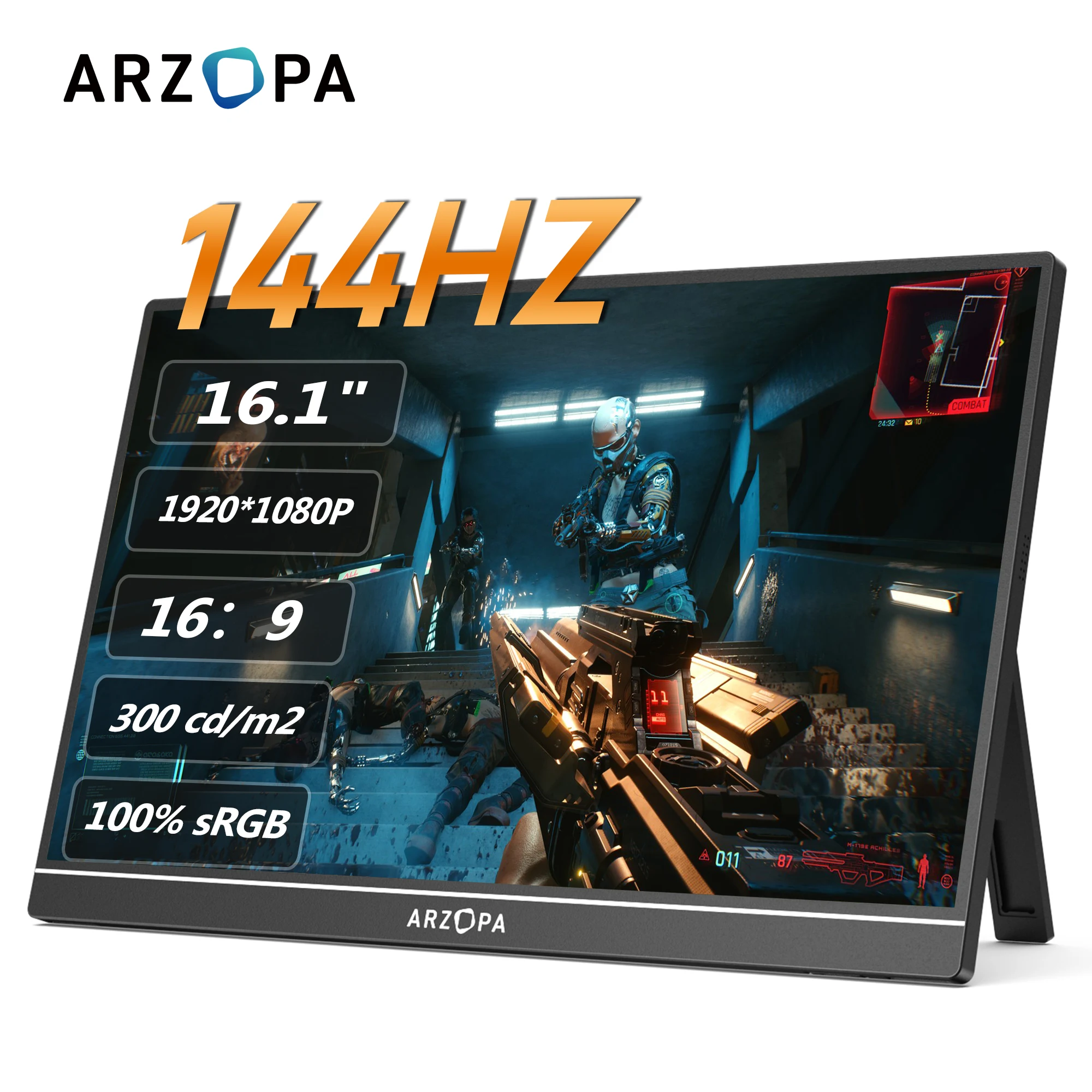 ARZOPA Z1FC 16.1인치 FHD 144Hz 휴대용 게이밍 모니터