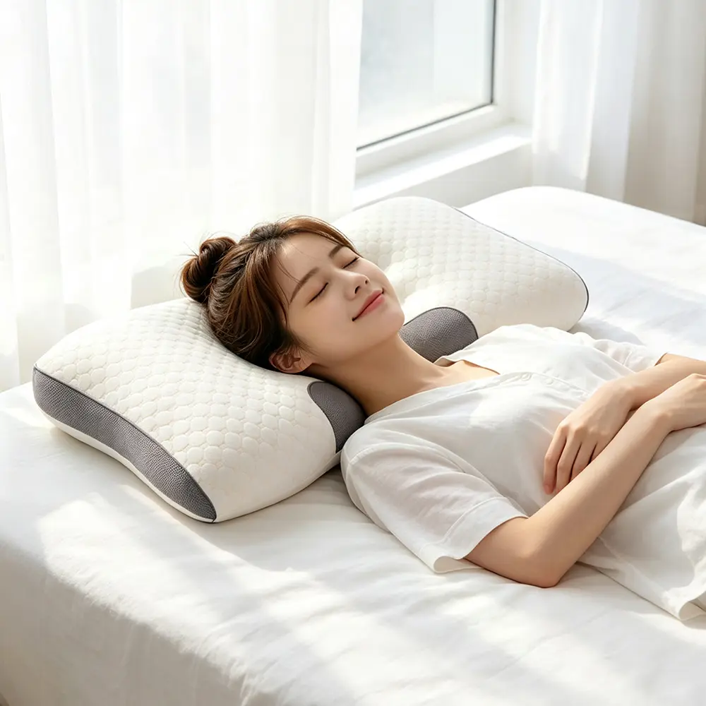 폴라도레 1+1 목편한 경추 베개 인체공학 사계절 꿀잠 수면 배개, 2개, 아이보리