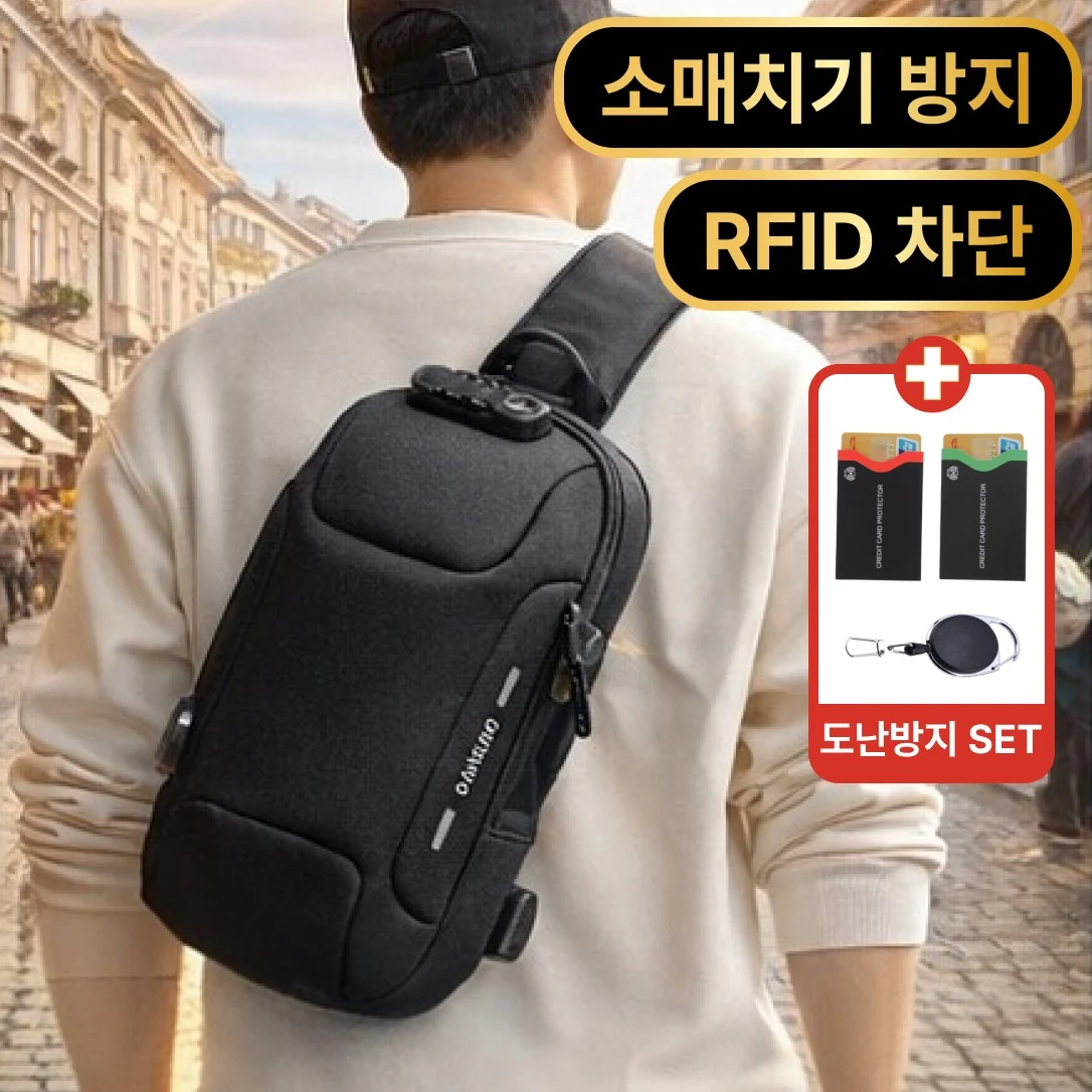 틴코어 도난 방지 RFID 차단 여행용 슬링백