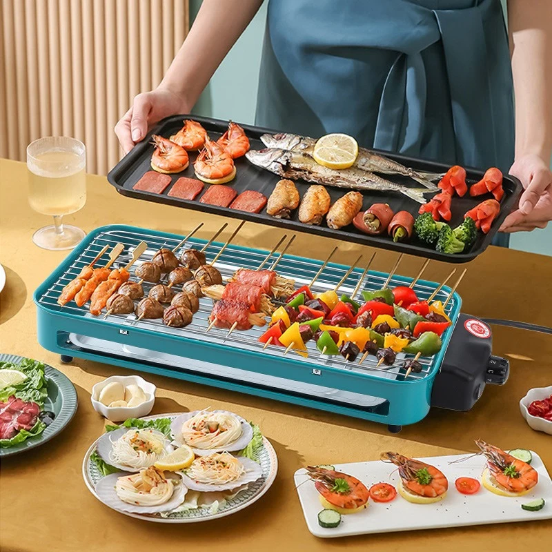 HUID 무연 전기그릴 다용도멀티 전기그릴팬 가정용 탈부착 세척 바베큐 그릴 세트