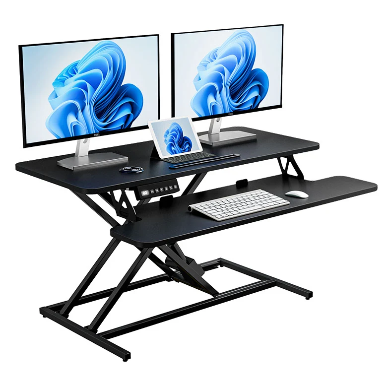 Ergomaker 전동식 스탠딩 데스크 모니터높낮이 조절 받침대 모션데스크 무선 충전 가능 91*64cm, 블랙