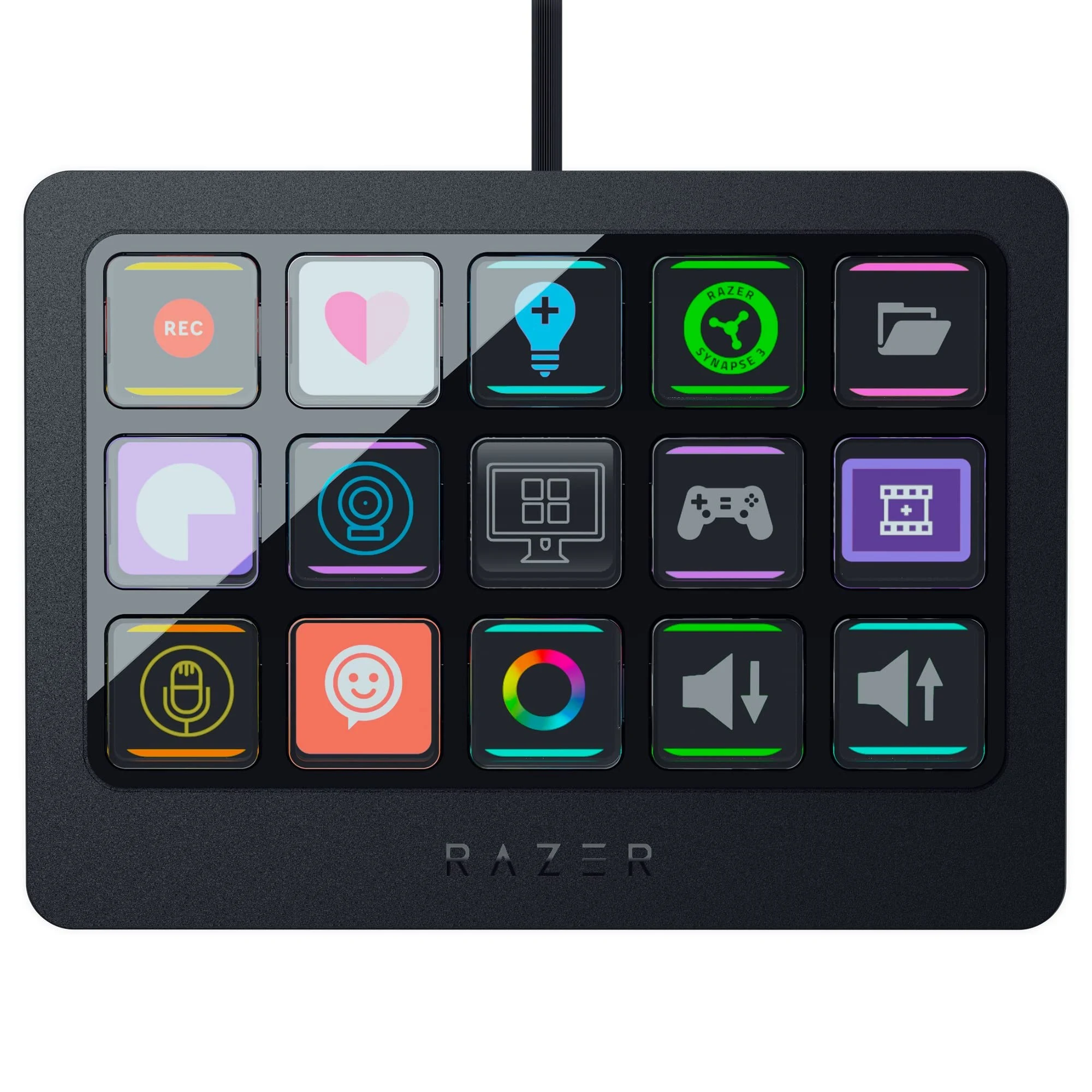 Razer 레이저 Stream Controller X 자유롭게 할당 가능한 버튼에 의해 라이브 전달이나 컨텐츠 제작에 편리하게 되는 일체형 컨트롤러 15개의 Switchblade 버튼 주요 배포 소프트웨어에 대응 효율적인 멀티 태스킹을 가능하게 하는 설계