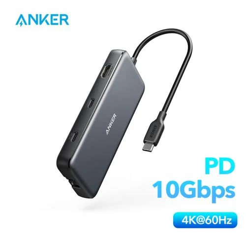 Anker 555 USB C 허브 파워확장 8-in-1 C타입 허브 100W 전원 공급 4K 60Hz HDMI 포트 10Gbps