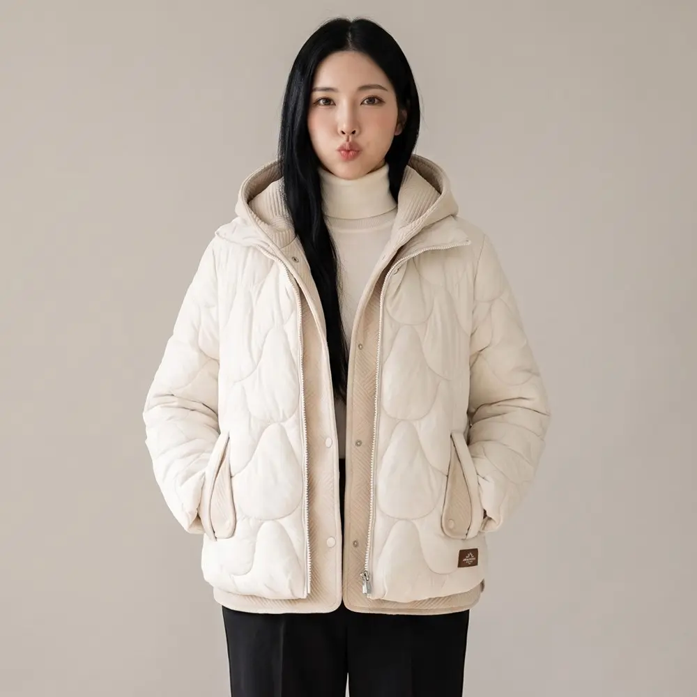 몬스터캐나다 여성 레이어드 후드누빔패딩 제품 이미지