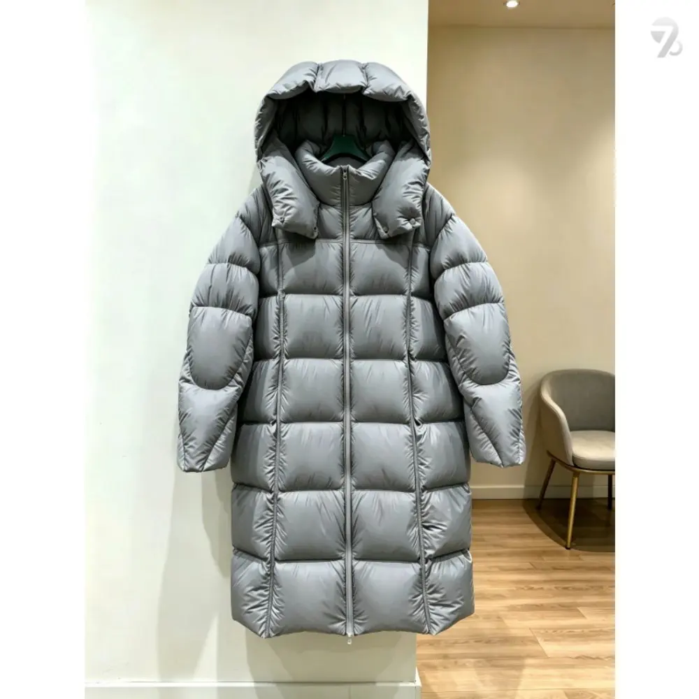 708090 여성용 캐주얼 보온 롱 다운 자켓 제품 이미지